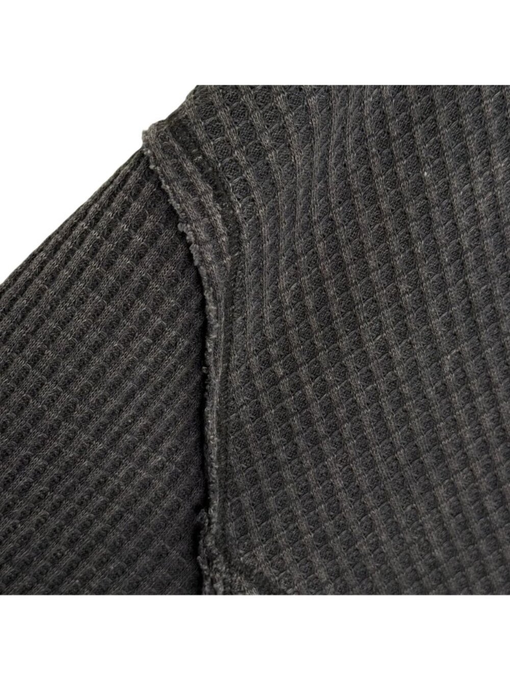 We The Free Charcoal Waffle Knit Oversized V-Neck Top, S - Picture 5 of 7